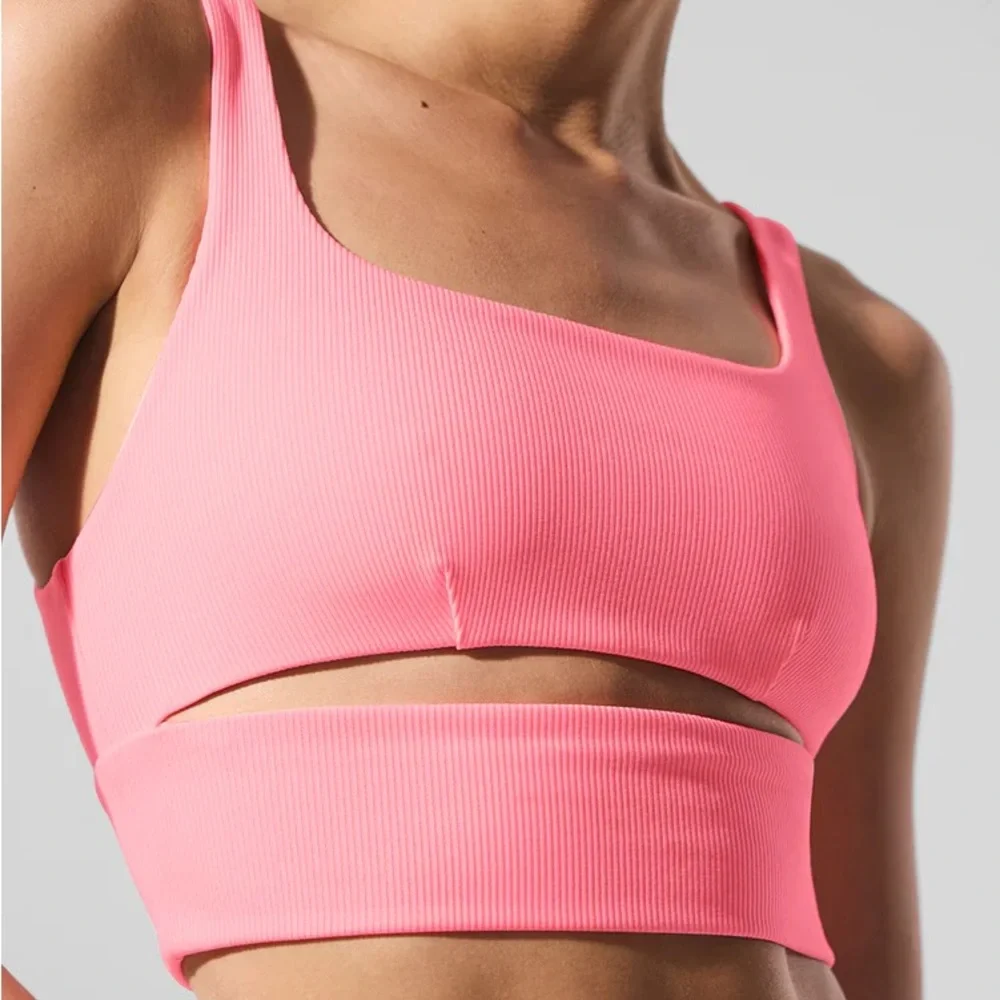 Alo Yoga Slit Bra - Neon Bubblegum - Picture 2 of 3